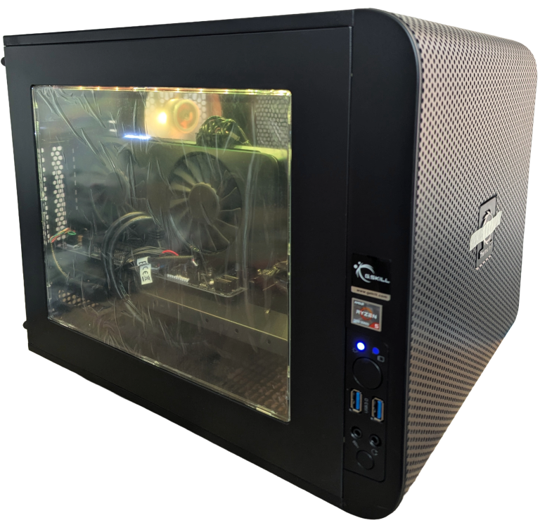 Centaurus Berserk custom desktop with side window and AMD Ryzen 5 CPU paired with Intel ARC A750 GPU